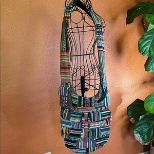 🌈 Y2K Nepal Woven Crossbody Tote Bag Boho Festival Hippie Stripe 14x13
